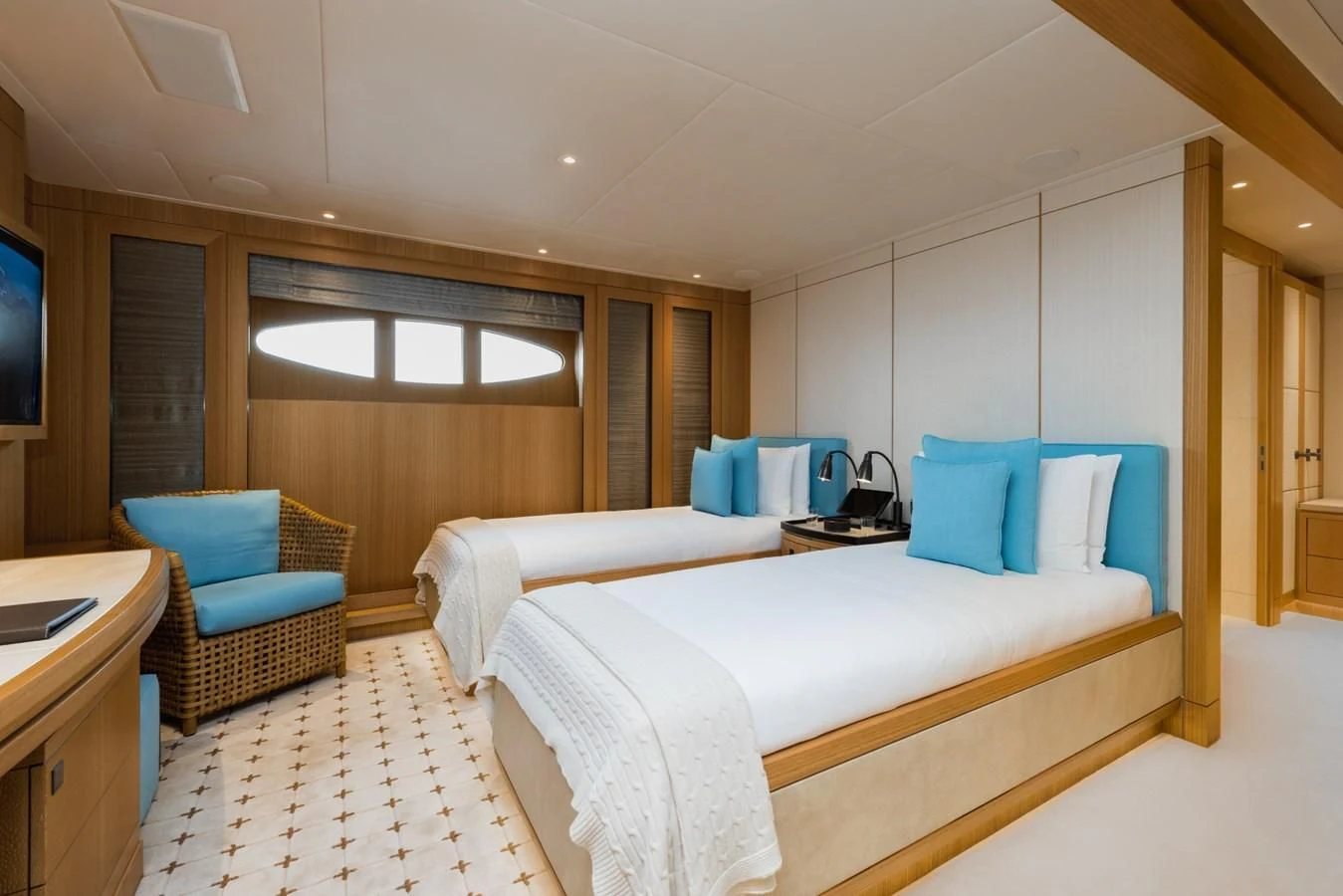 a room with two beds aboard VENTUM MARIS Yacht for Charter