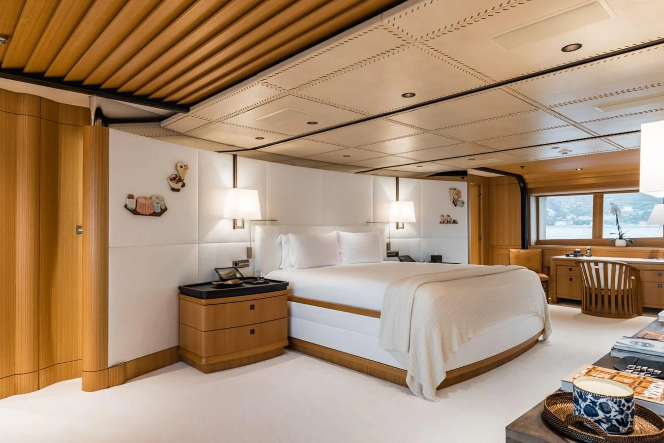 a bedroom with two beds aboard VENTUM MARIS Yacht for Charter