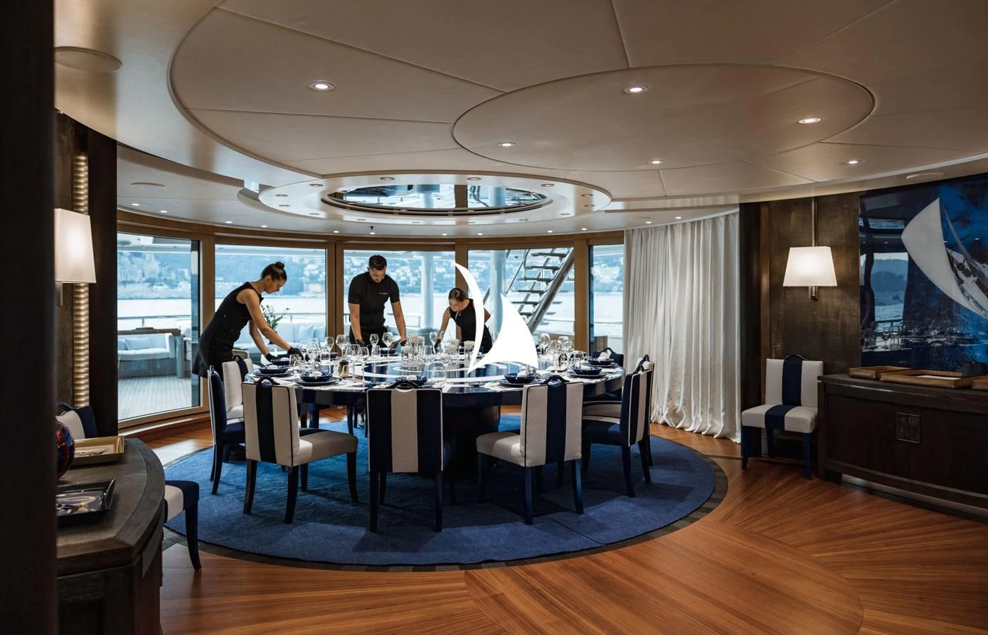 a couple of people in a room aboard VENTUM MARIS Yacht for Charter
