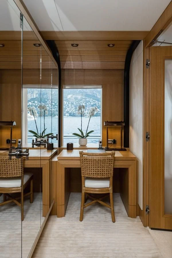 a room with a table and chairs aboard VENTUM MARIS Yacht for Charter