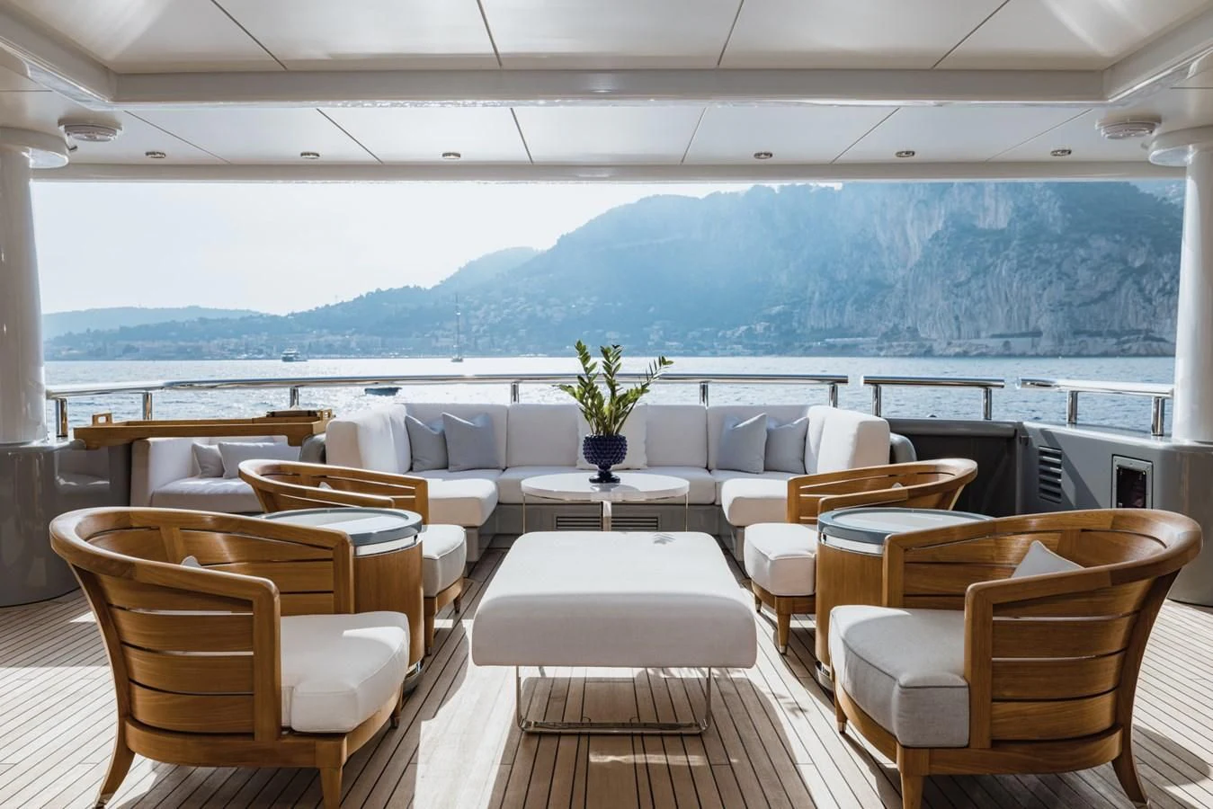 a room with tables and chairs aboard VENTUM MARIS Yacht for Charter