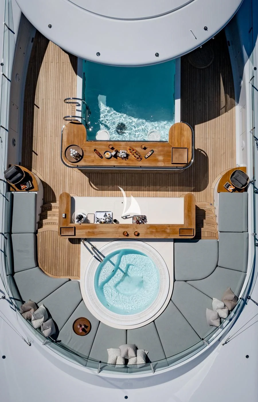 a wooden cabinet with a glass window aboard VENTUM MARIS Yacht for Charter