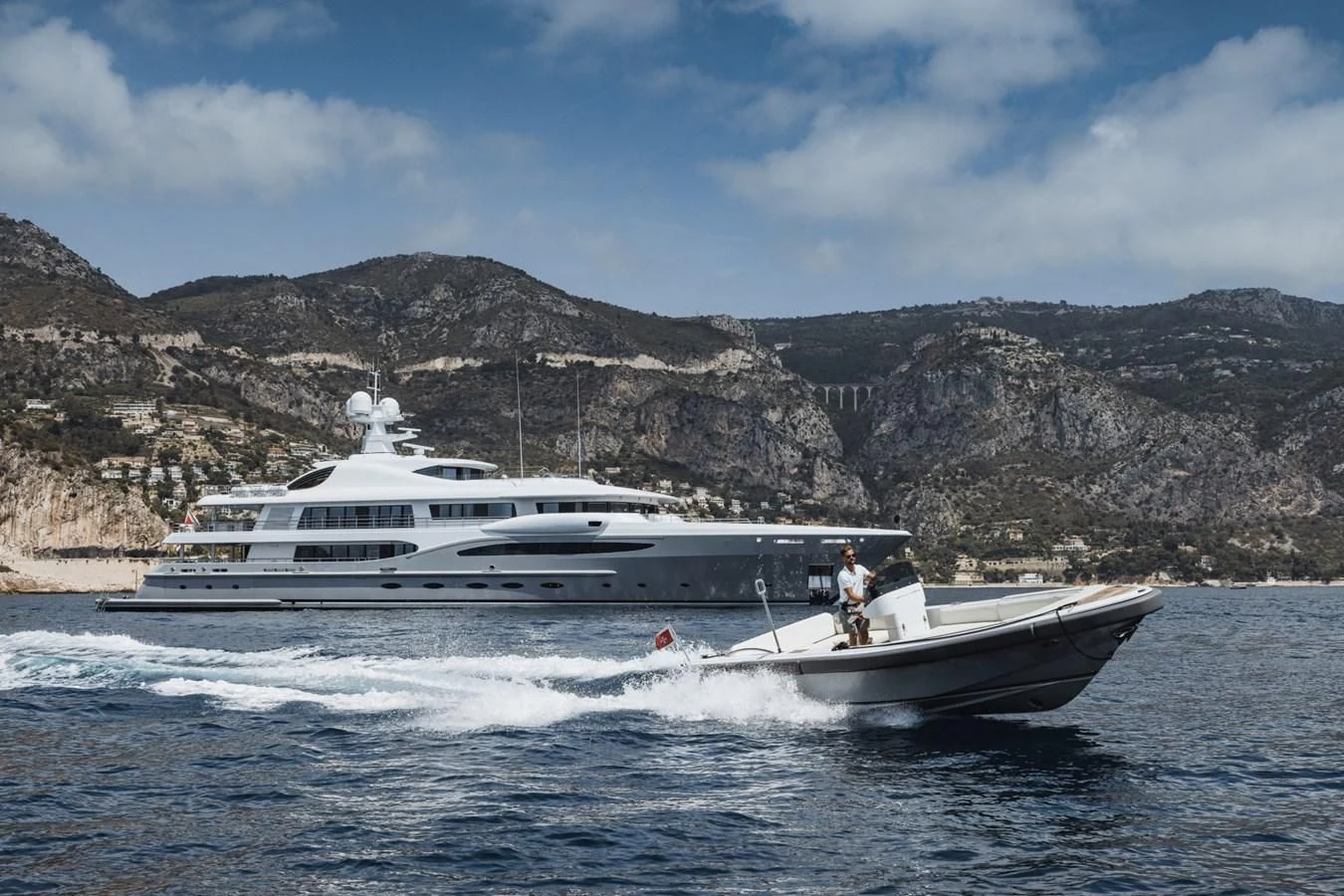 a boat with a person on it aboard VENTUM MARIS Yacht for Charter