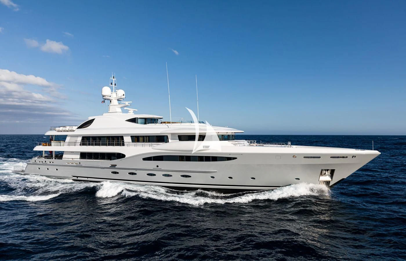 a white yacht on the water aboard VENTUM MARIS Yacht for Charter