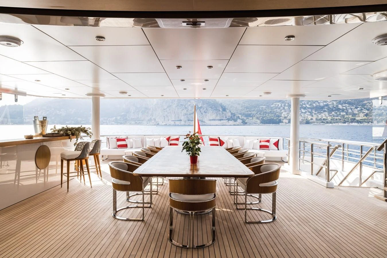 a table and chairs on a deck aboard VENTUM MARIS Yacht for Charter