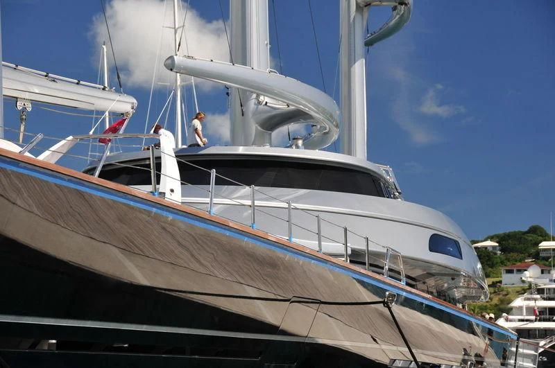 a boat docked at a pier aboard MALTESE FALCON Yacht for Sale