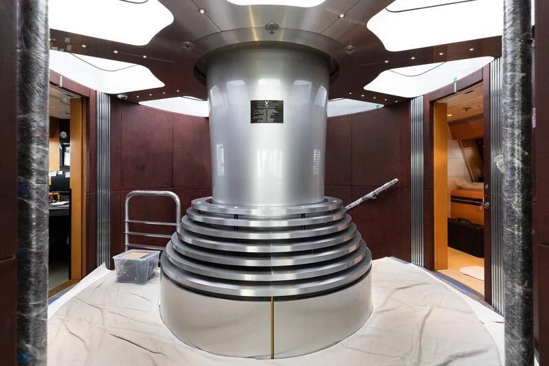 a large metal cylinder aboard MALTESE FALCON Yacht for Sale
