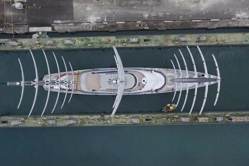 a white boat with a number on it aboard MALTESE FALCON Yacht for Sale