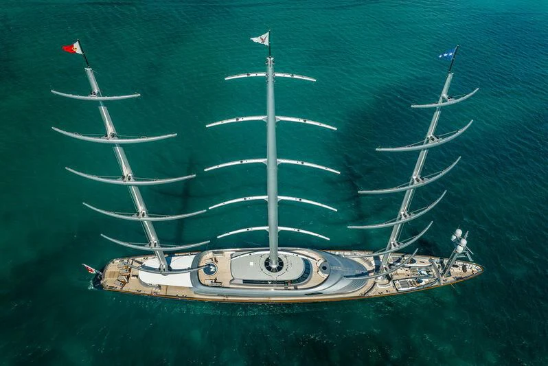 a model of a ship aboard MALTESE FALCON Yacht for Sale