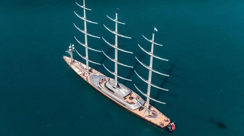 a boat in the water aboard MALTESE FALCON Yacht for Sale