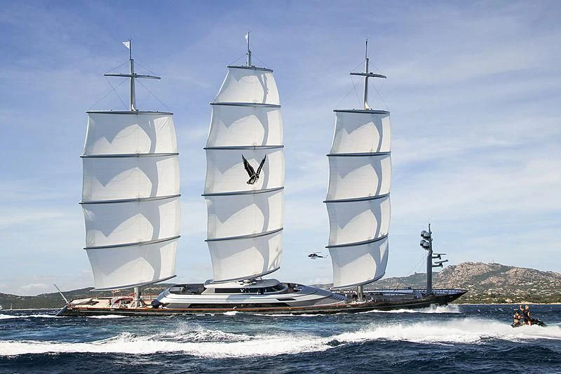 a couple of large white sailboats on the water aboard MALTESE FALCON Yacht for Sale