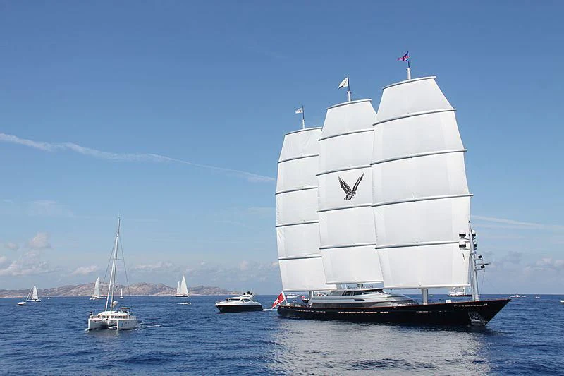 a large white boat in the water aboard MALTESE FALCON Yacht for Sale