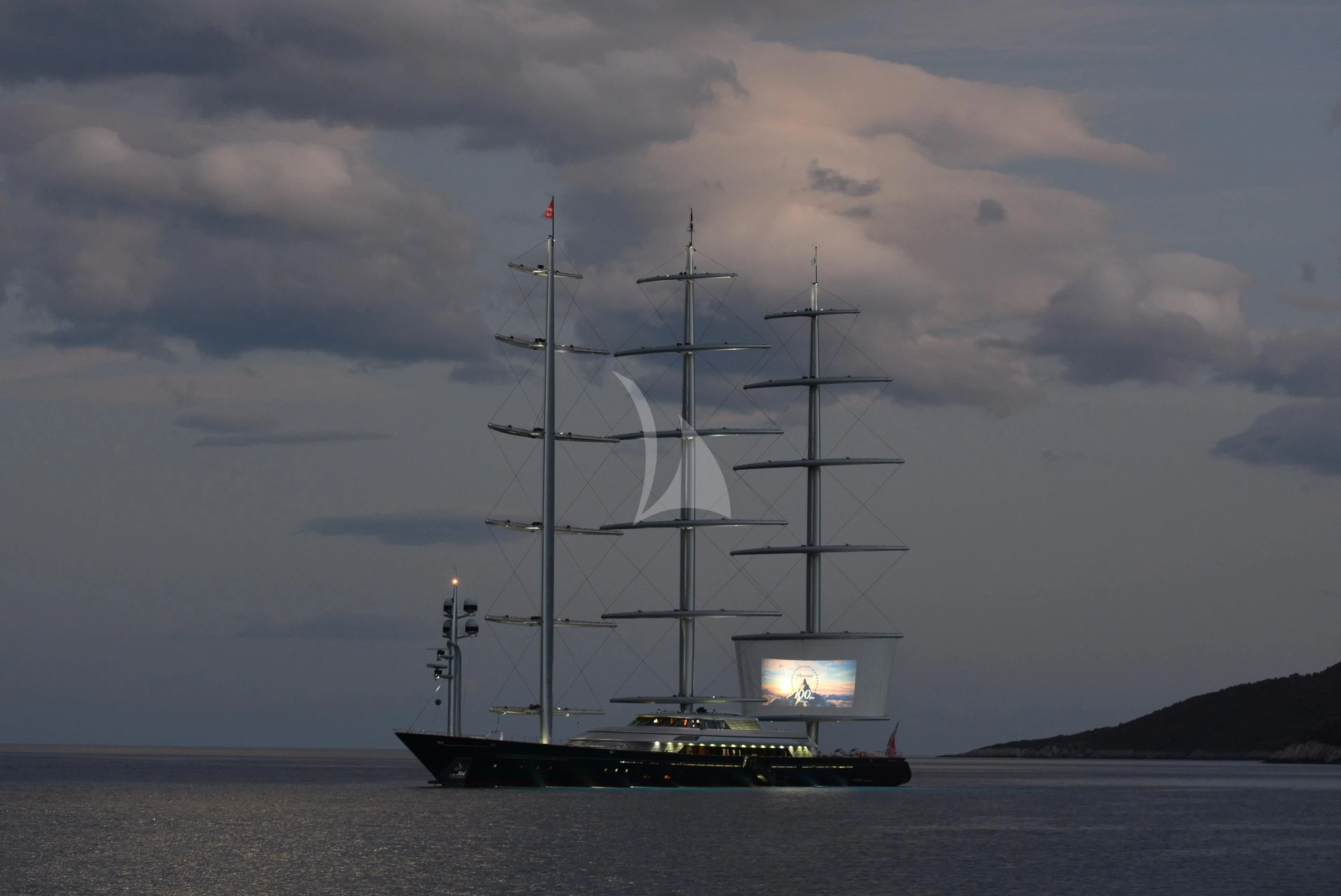a boat in the water aboard MALTESE FALCON Yacht for Sale