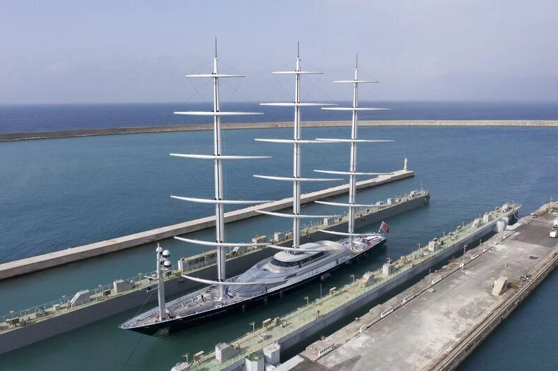a large ship in the water aboard MALTESE FALCON Yacht for Sale