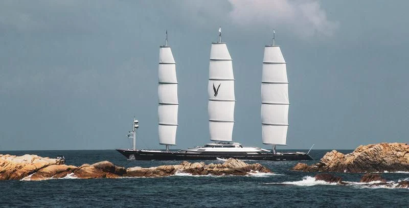 a rocket ship on the water aboard MALTESE FALCON Yacht for Sale