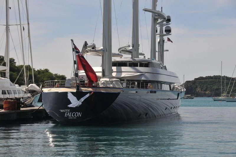 a boat in the water aboard MALTESE FALCON Yacht for Sale