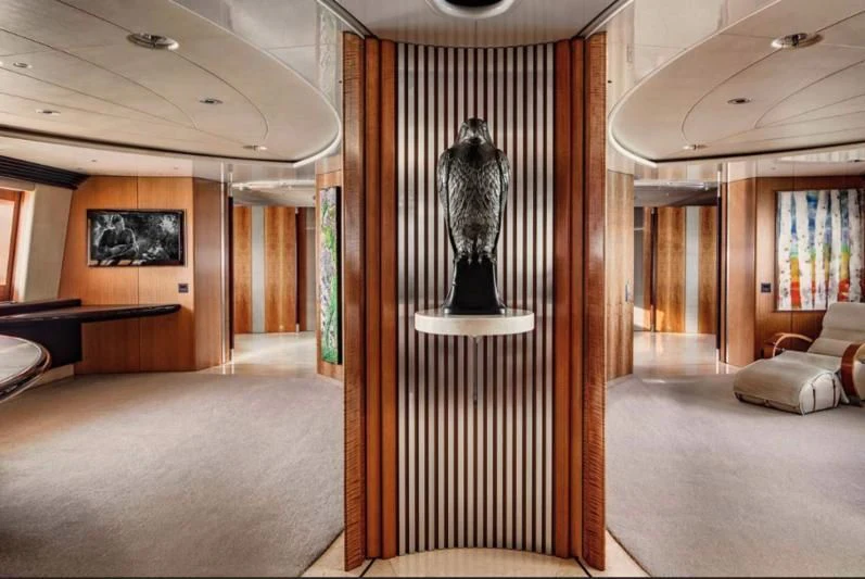 a large black vase in a room aboard MALTESE FALCON Yacht for Sale