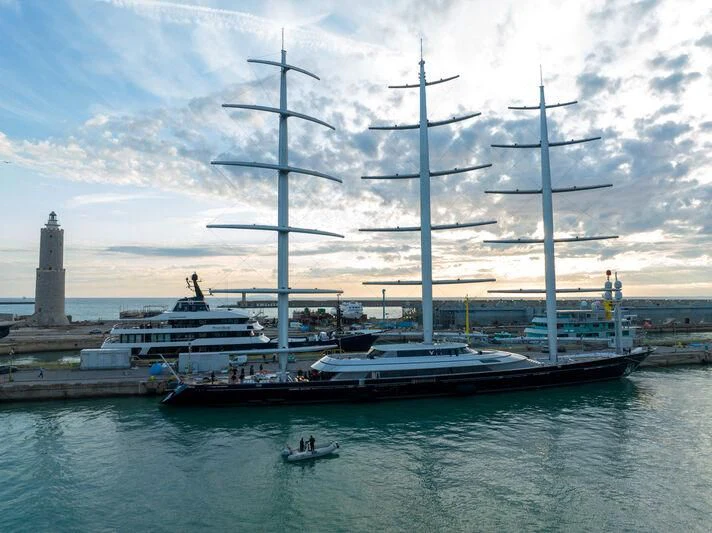 a large ship in the water aboard MALTESE FALCON Yacht for Sale