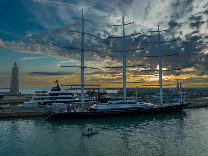a boat in the water aboard MALTESE FALCON Yacht for Sale