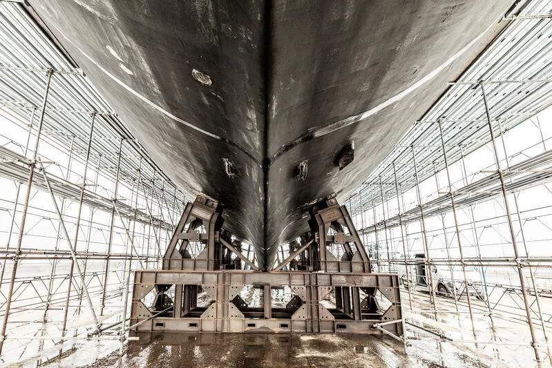 a large metal structure aboard MALTESE FALCON Yacht for Sale