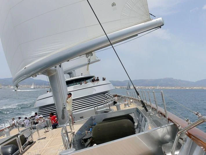 a boat with people on it aboard MALTESE FALCON Yacht for Sale