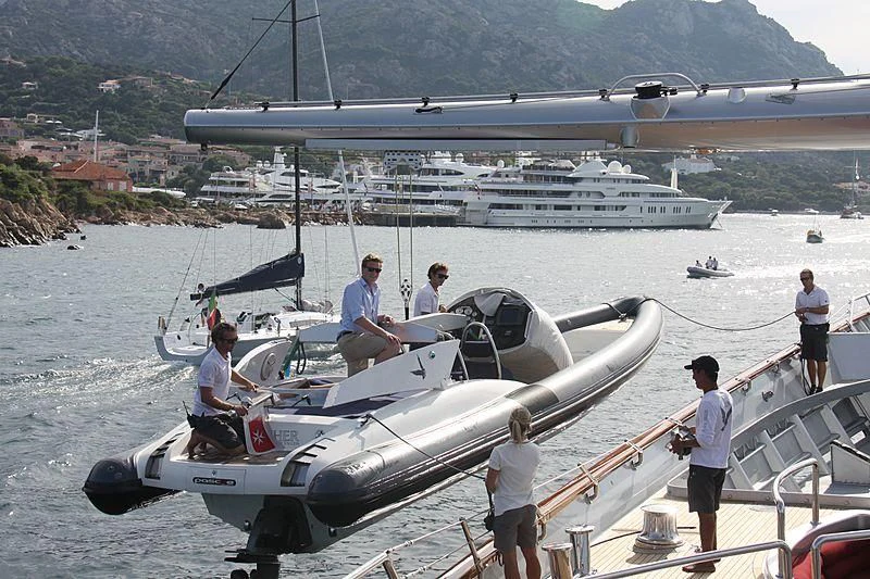 a helicopter on a boat aboard MALTESE FALCON Yacht for Sale