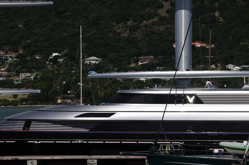 a boat parked in a harbor aboard MALTESE FALCON Yacht for Sale