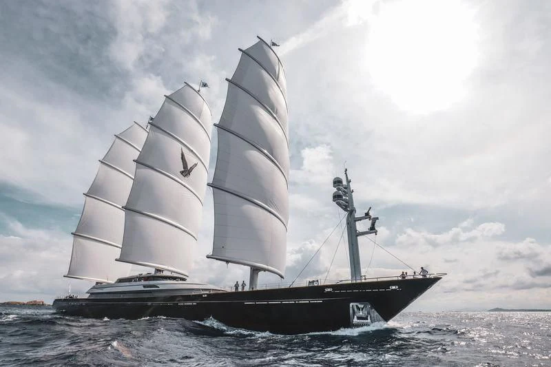 a large boat in the water aboard MALTESE FALCON Yacht for Sale