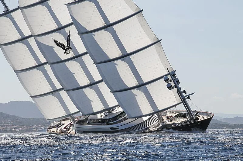 a boat sailing on the sea aboard MALTESE FALCON Yacht for Sale