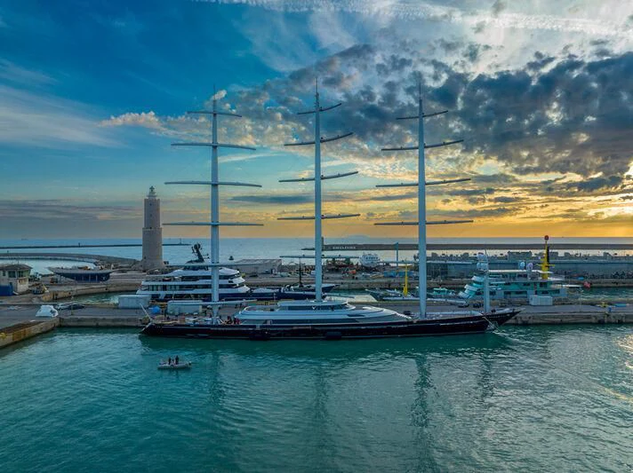 a large ship in the water aboard MALTESE FALCON Yacht for Sale