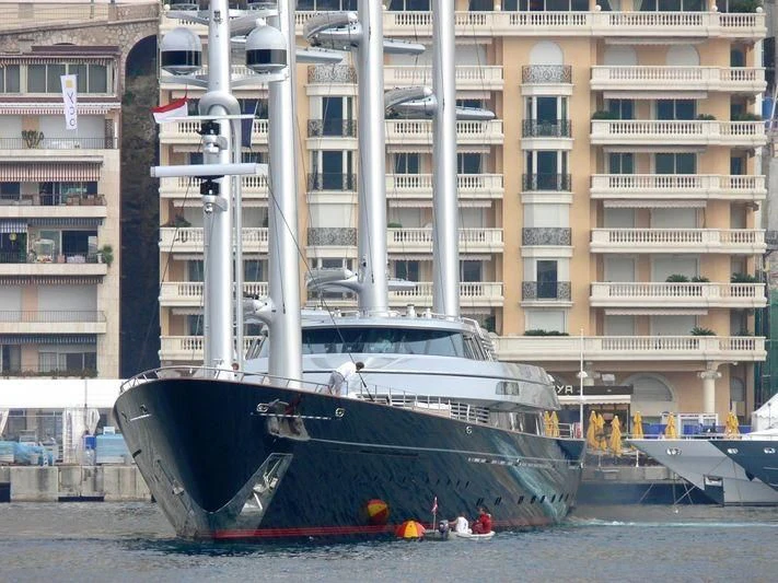 a boat parked on the shore aboard MALTESE FALCON Yacht for Sale