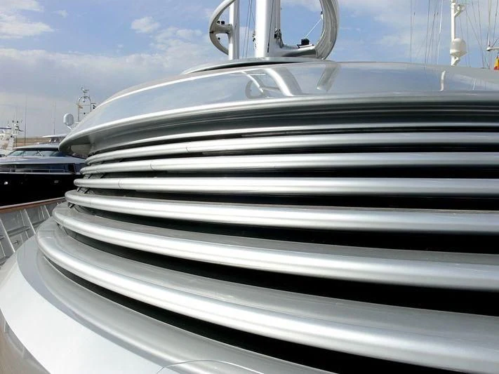 a close-up of a white boat aboard MALTESE FALCON Yacht for Sale