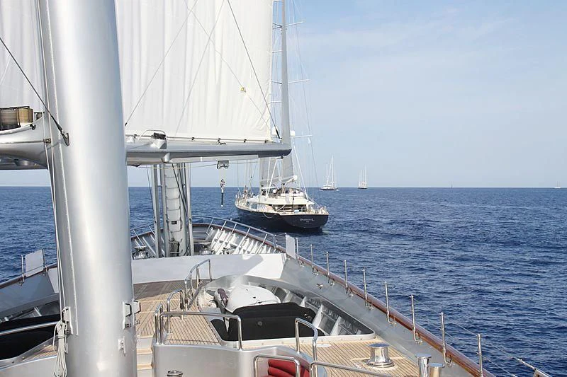 a boat on the water aboard MALTESE FALCON Yacht for Sale