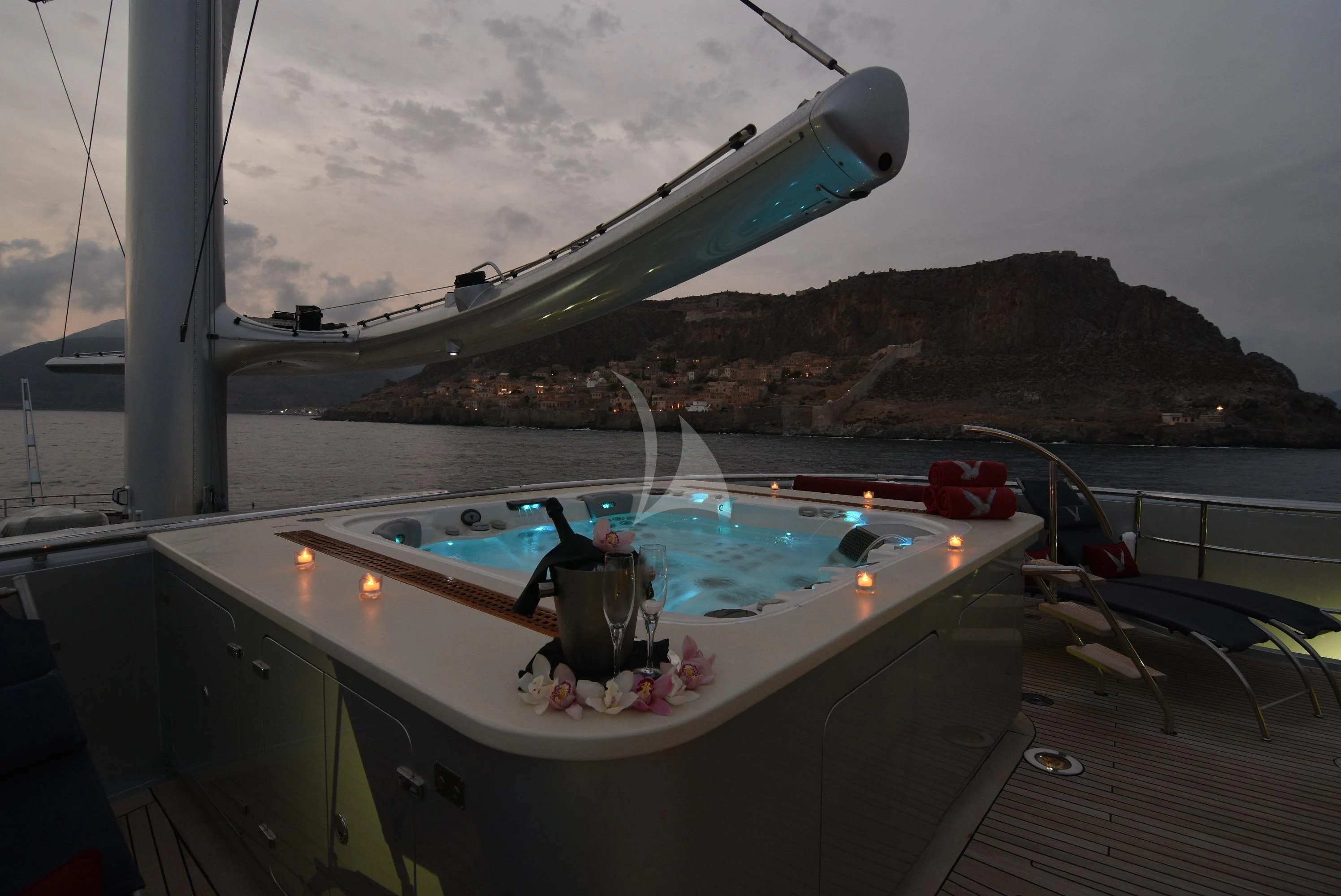 a boat on the water aboard MALTESE FALCON Yacht for Sale