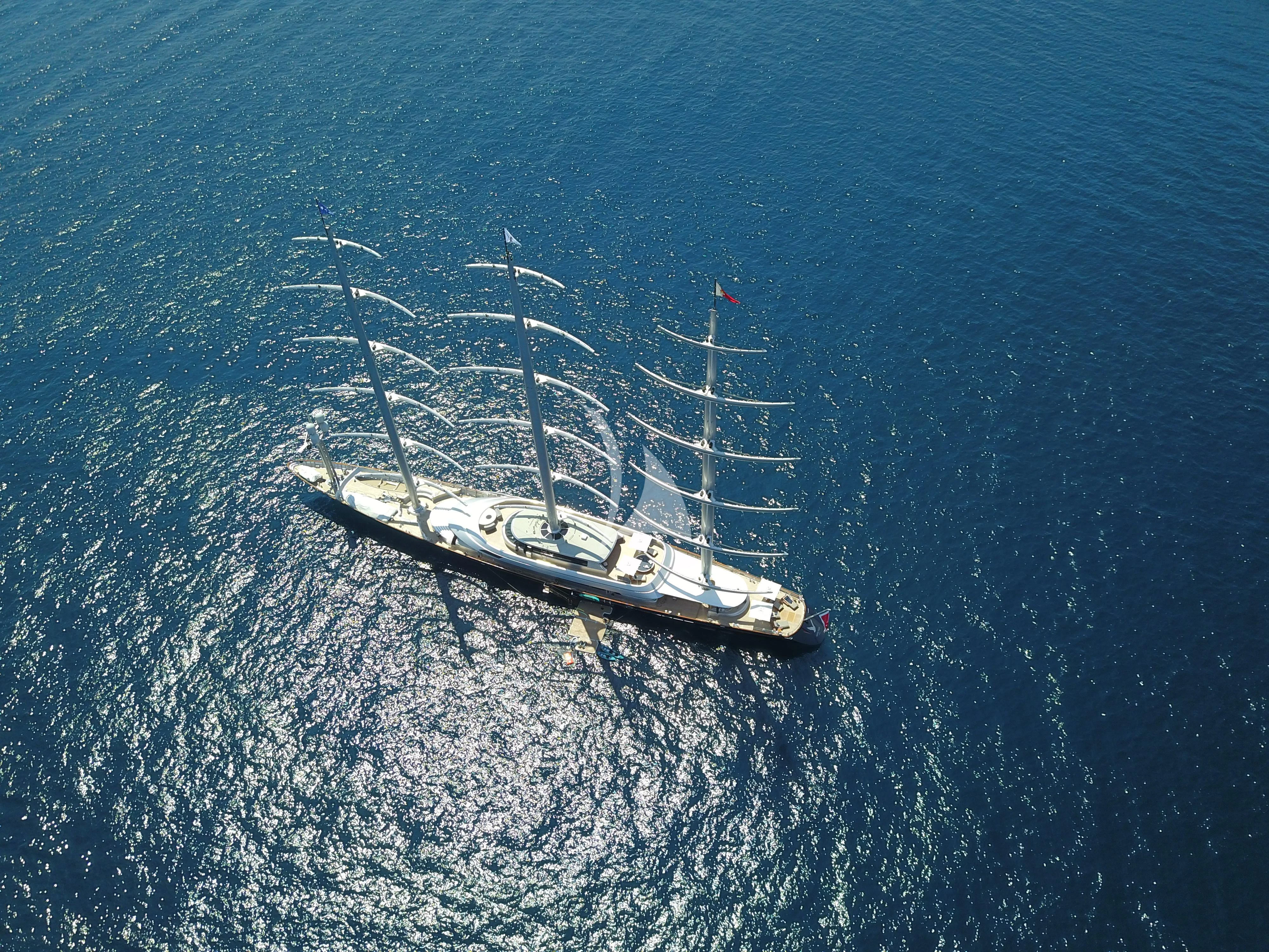 a boat in the water aboard MALTESE FALCON Yacht for Sale