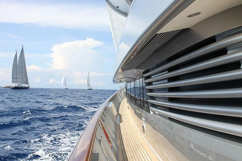 a boat on the water aboard MALTESE FALCON Yacht for Sale