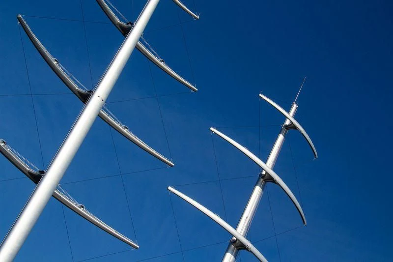 a close-up of a wind turbine aboard MALTESE FALCON Yacht for Sale