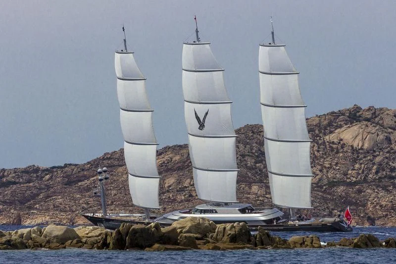 a couple of white wind turbines aboard MALTESE FALCON Yacht for Sale