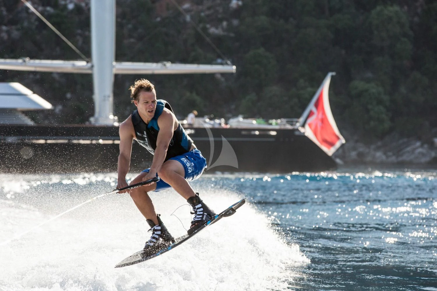 a person water skiing aboard MALTESE FALCON Yacht for Sale