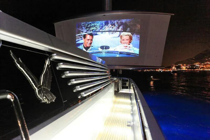 a television on a boat aboard MALTESE FALCON Yacht for Sale