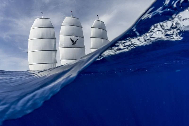 a boat in the water aboard MALTESE FALCON Yacht for Sale