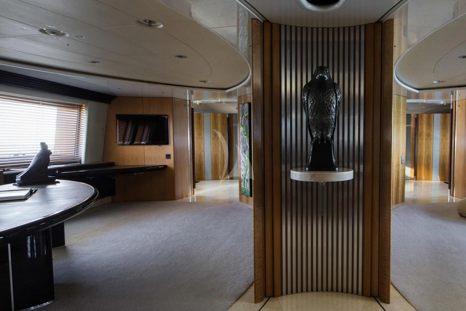 a room with a large glass vase aboard MALTESE FALCON Yacht for Sale