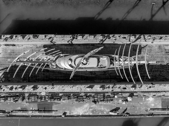 a large building with a large clock aboard MALTESE FALCON Yacht for Sale