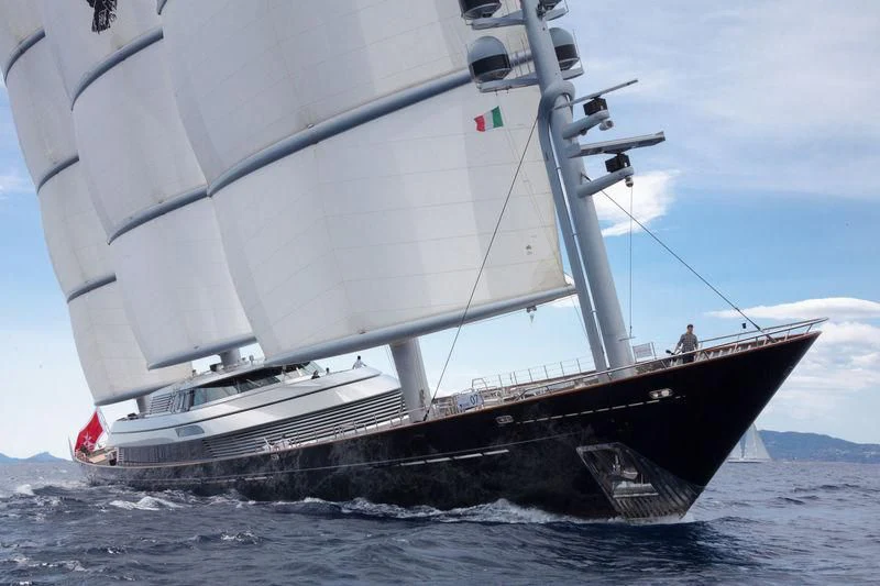 a boat in the water aboard MALTESE FALCON Yacht for Sale