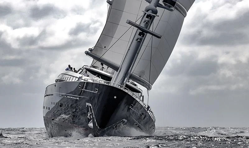 a large ship on the beach aboard MALTESE FALCON Yacht for Sale