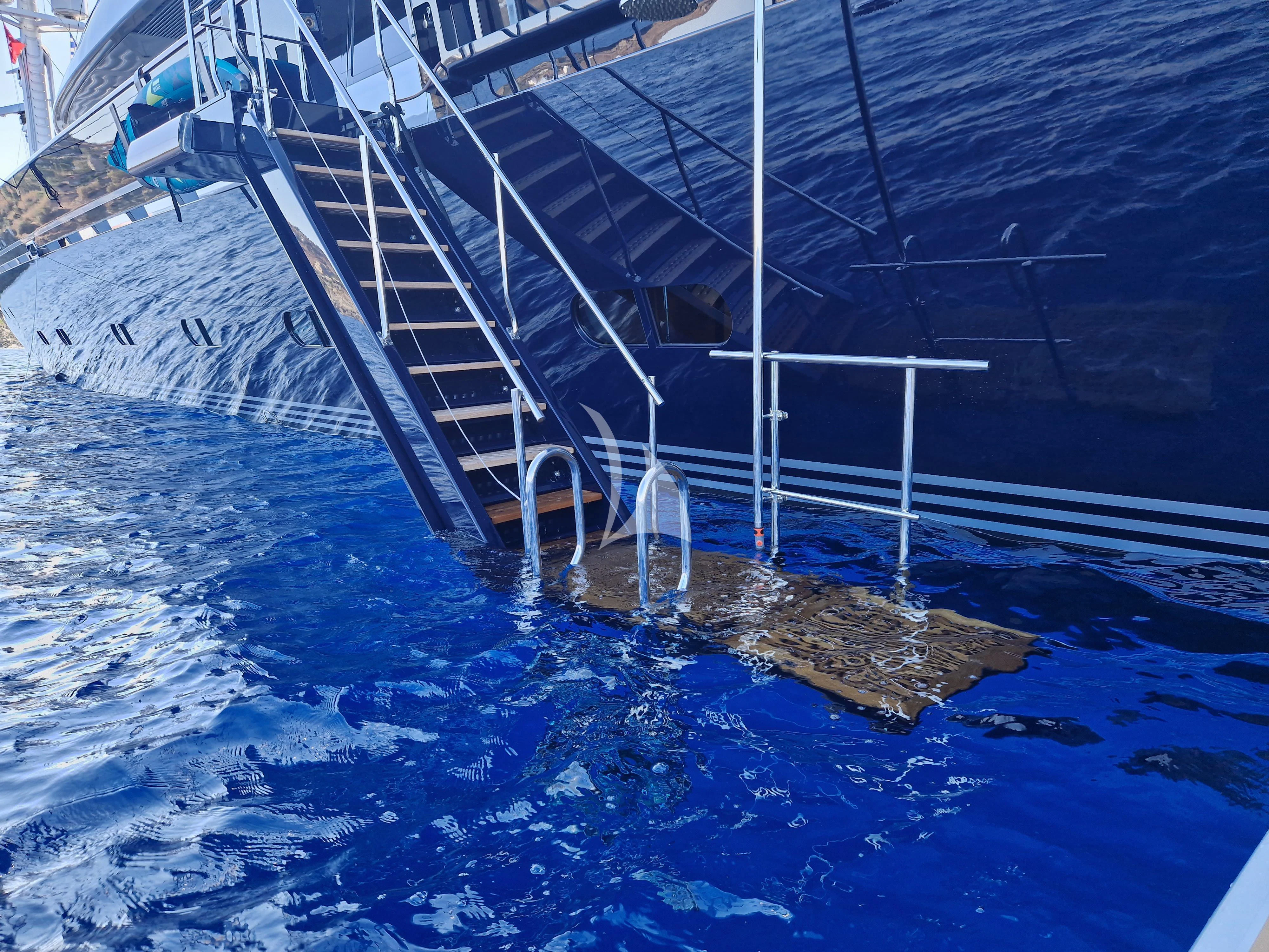 a large sea creature in a large pool of water aboard MALTESE FALCON Yacht for Sale