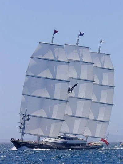 a large white ship aboard MALTESE FALCON Yacht for Sale