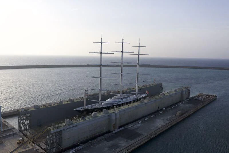 a large ship in the water aboard MALTESE FALCON Yacht for Sale