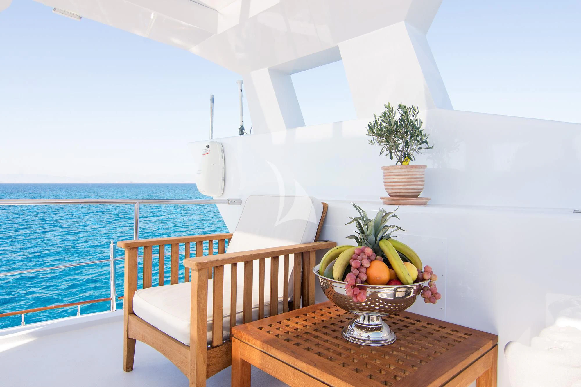 a table with fruit on it aboard BELLA STELLA Yacht for Charter