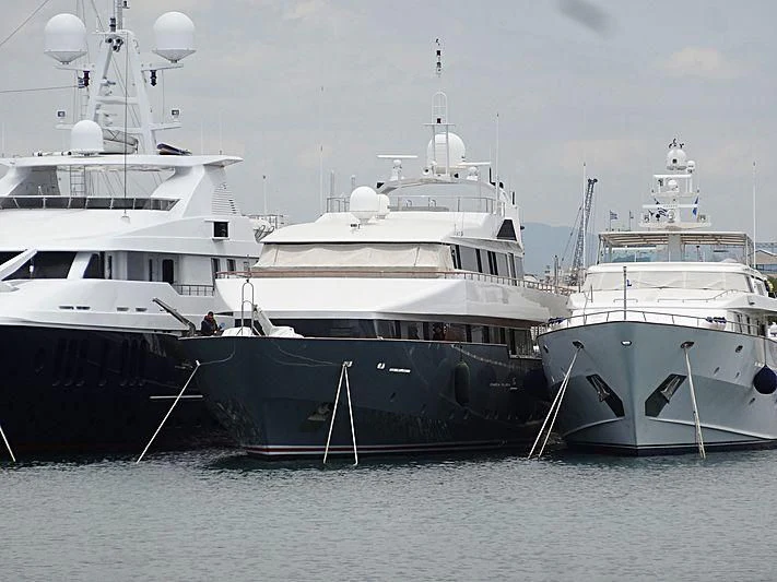 several boats in the water aboard BELLA STELLA Yacht for Charter